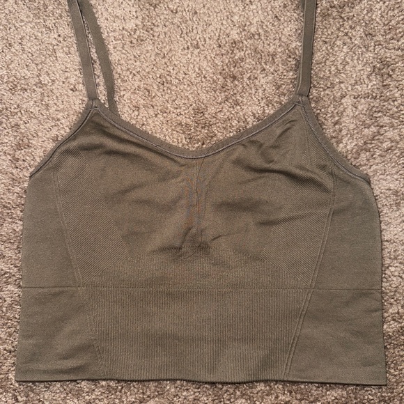Olive Green Ribbed Tank Top - Picture 1 of 3